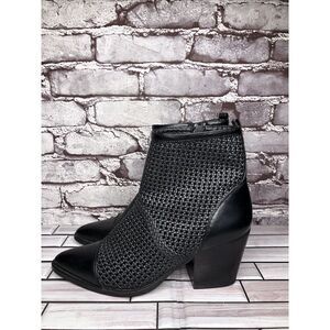 Sam Edelman Elita Black Leather Cut Out Block Heel Western Boots Women Sz 10M US
